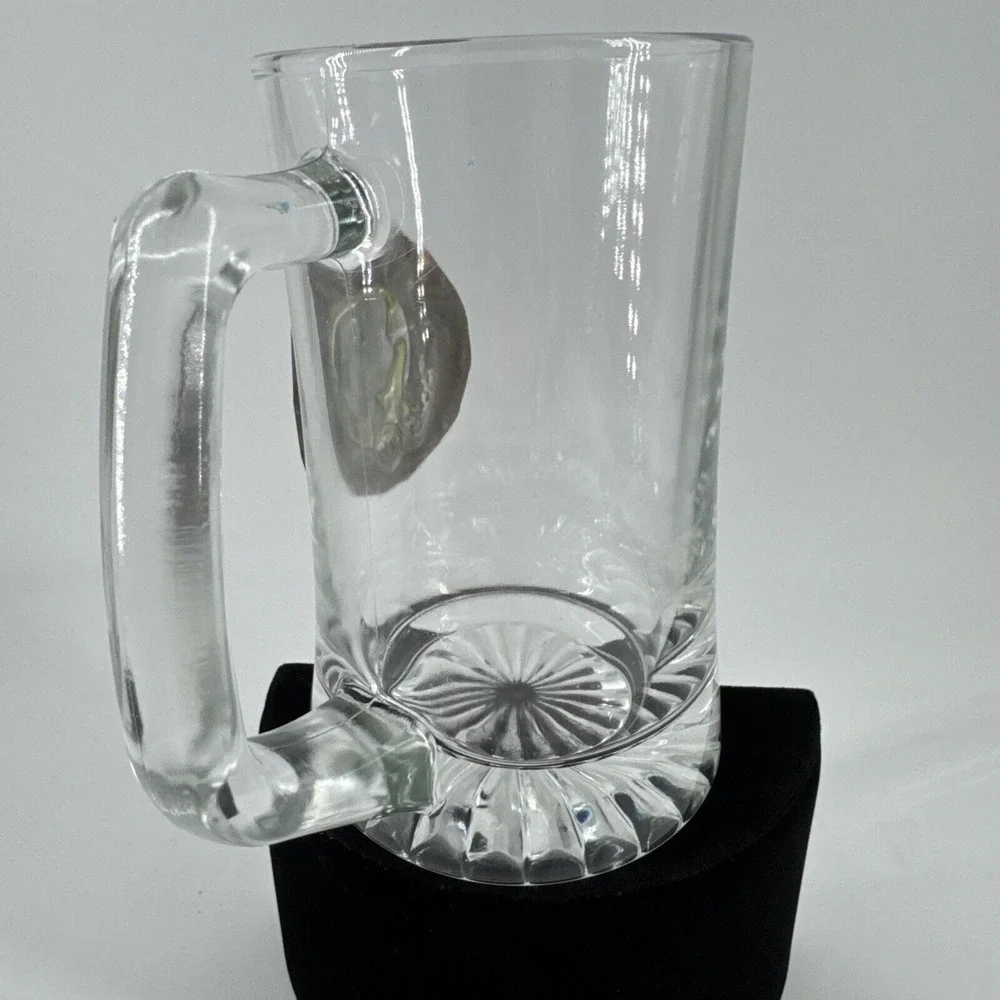 Beer Mug Stein Clear Glass Kent State‎ University Pewter Logo 5.5